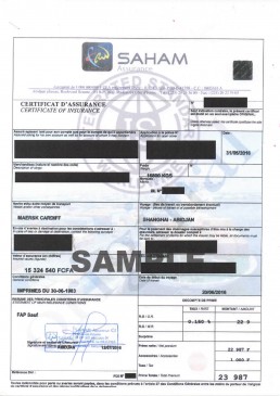 科特迪瓦的保险证书(Certificate de Assurance)